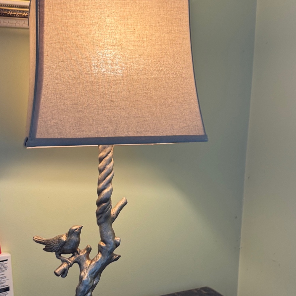 Elegant Gray Bird Table Lamp - Picture 2 of 2